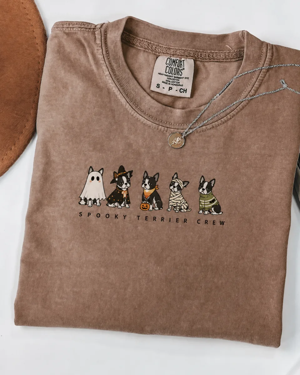 Spooky Terrier Crew Heavyweight Tee in Espresso Tee