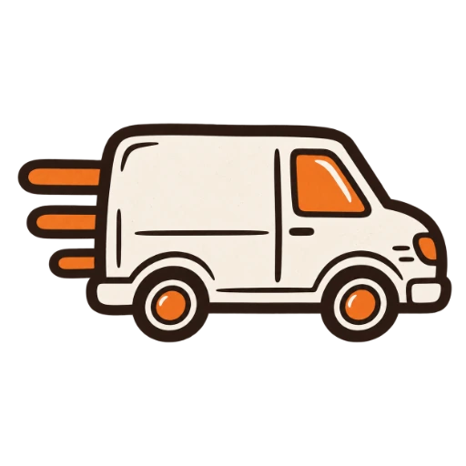 Delivery van with speed lines for fast dispatch