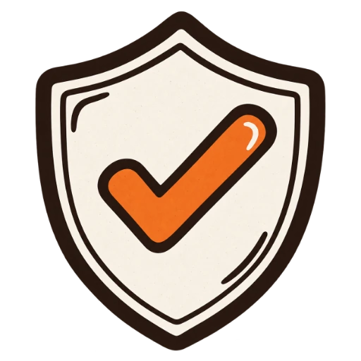 Shield with a checkmark for guaranteed archival inks