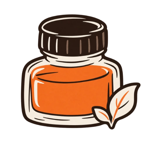Ink bottle with a leaf for eco certified water-based ink