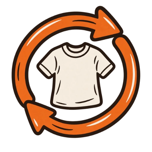 T-shirt inside a circular wash cycle arrow loop
