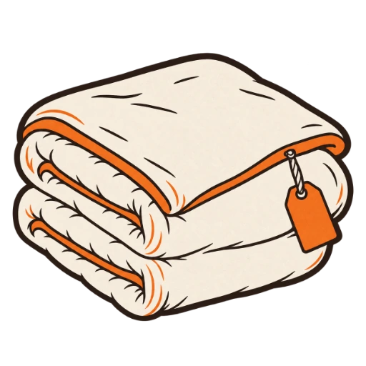 Folded stack of heavyweight cotton with a hang tag